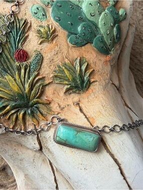 Turquoise Bar Link Necklace - Women Jewelry